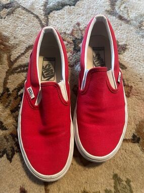 Vans womens 7 Red Slip-On Canvas Sneakers